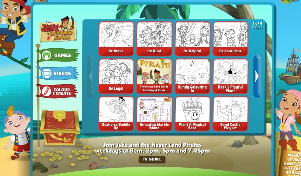 Disney Junior website with free printables