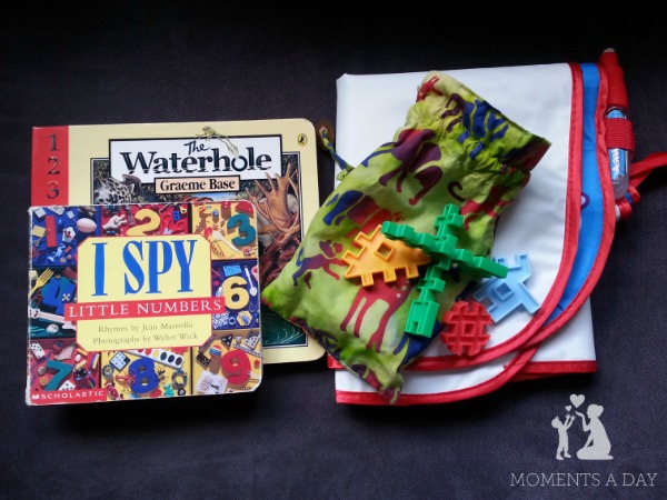 Make your own quiet time basket with simple toys and books