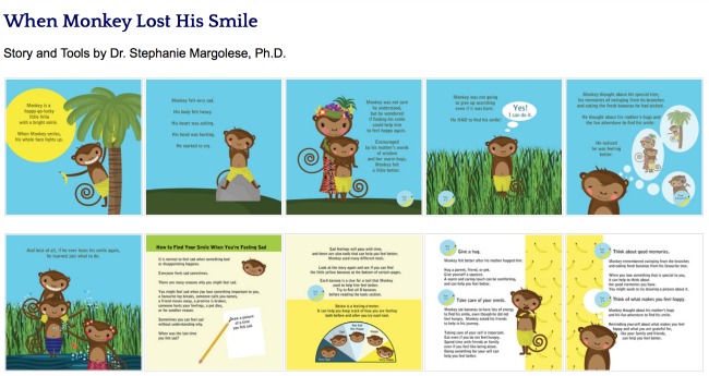 When Monkey Lost His Smile book to help kids deal with sadness