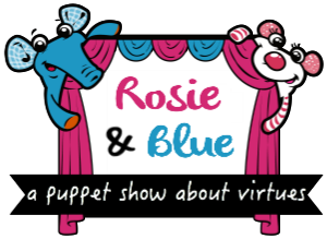 Rosie and Blue Puppet button