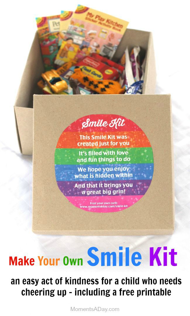 DIY Smile Kit is a fun way to bring joy to children who need a little boost such as new siblings kids who have been injured etc