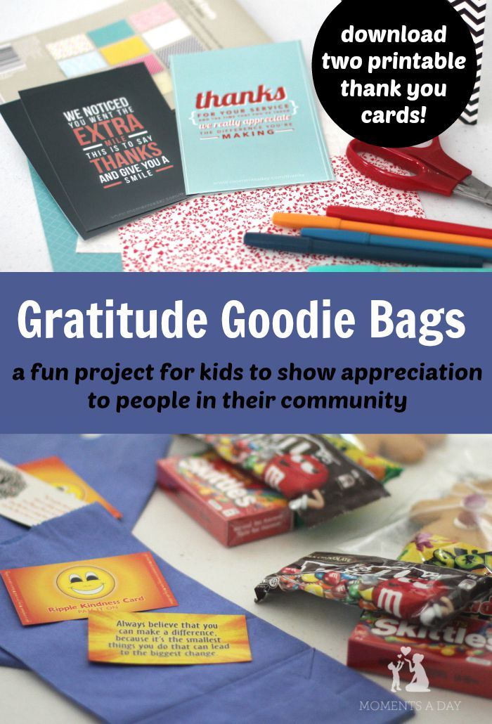 Make your own Gratitude Goodie Bags to teach kids about showing appreciation to teachers and other community members