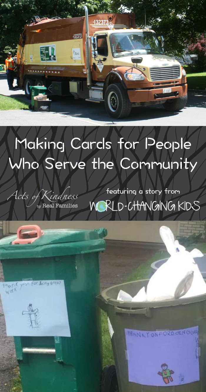 Easy act of kindness for kids - read about how to make kindness cards for people who serve the community