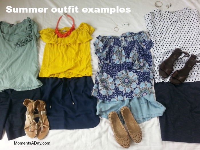 Summer outfits created from a capsule wardrobe