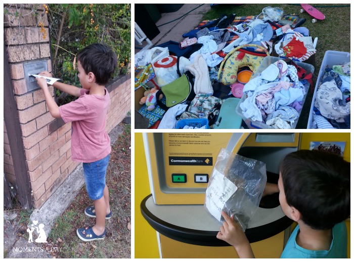 Getting the kids involved in a garage sale to declutter in order to travel the country