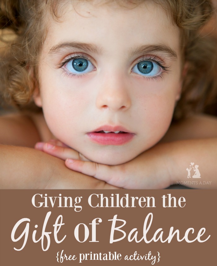 Printable activity to help children develop an understanding of what it means to maintain balance in their lives