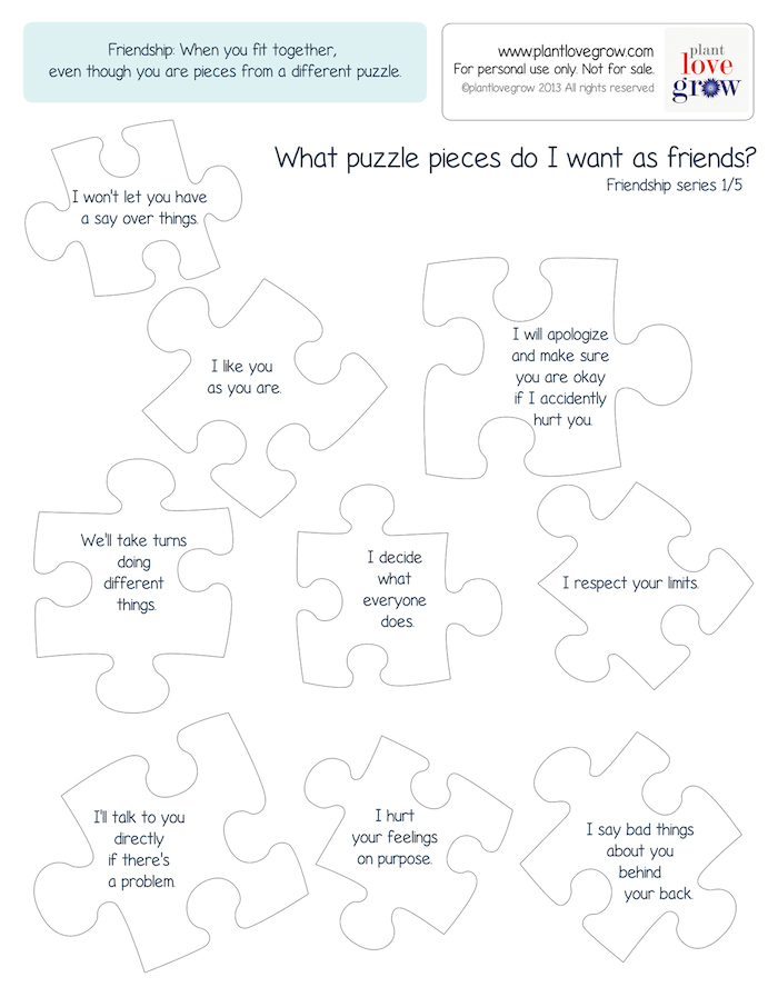 Free printable activity pages to teach children about building friendships