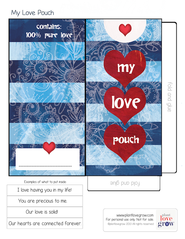 My Love Pouch printable activity for children and adults to encourage loving relationships