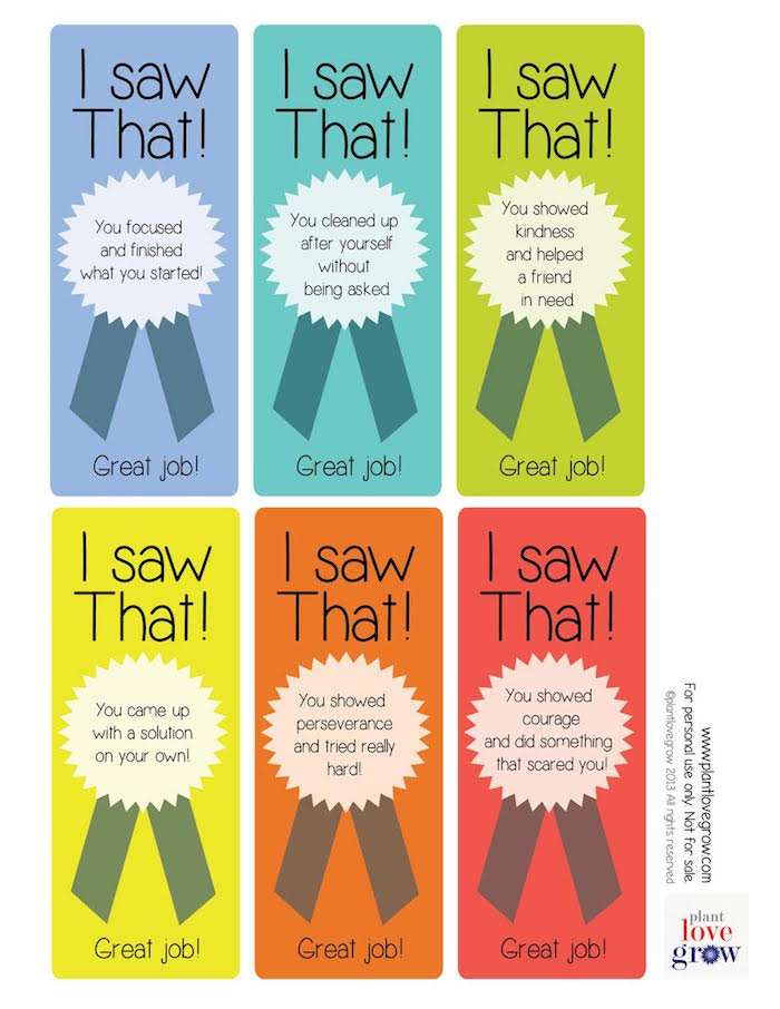 Free printable encouragement cards to help your child celebrate the positive decisions they make
