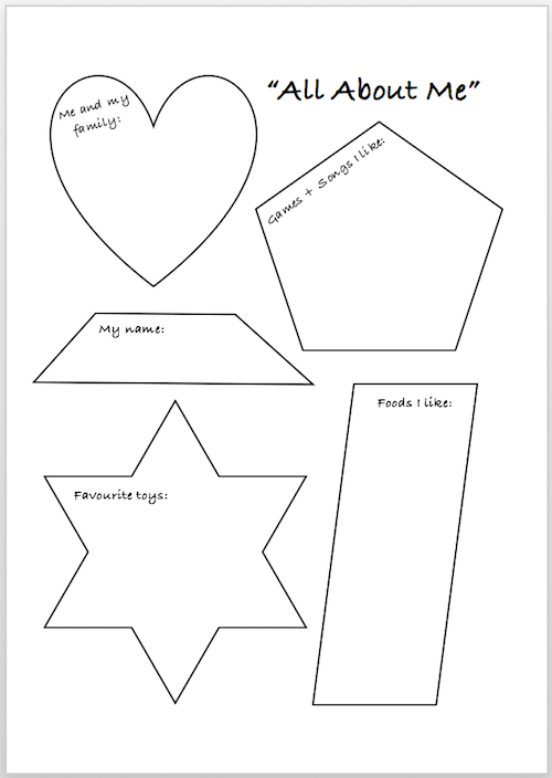 All About Me free printable to use when young children are entering a new childcare arrangement.