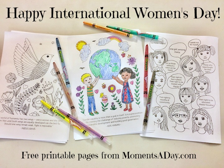 Free colouring pages for International Women's Day plus activity suggestions for home or classroom