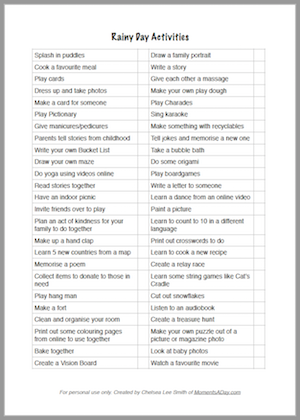 10 Rainy Day Activity Ideas