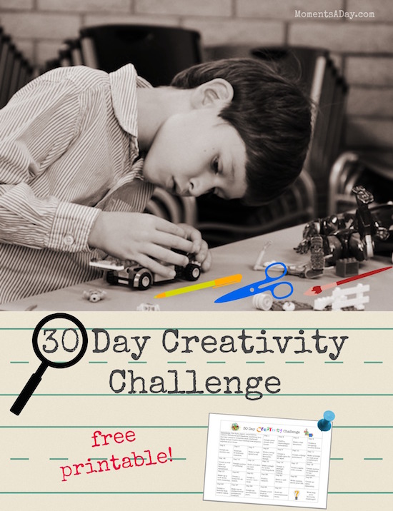 30 Day Creativity Challenge for Kids free printable