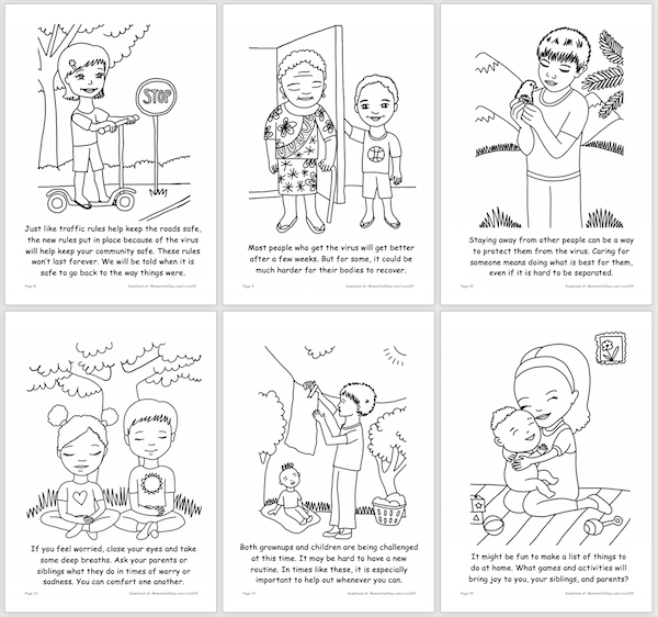 Sample pages in the Coronavirus activity book free printable