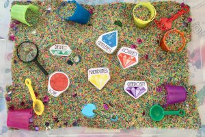 “The Gems Within” Virtue Sensory Bin {Free Printables}